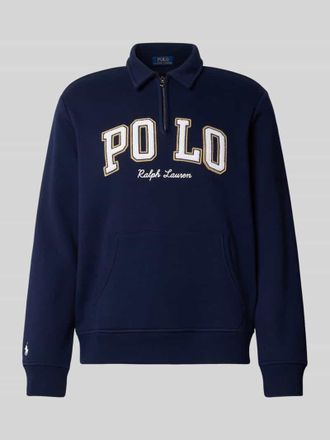 Polo Ralph Lauren Sweatshirt mit Label-Stitching in Marine, Gr&ouml;&szlig;e M