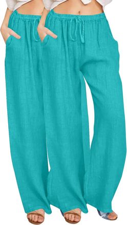 Generic Elderly Ladies Trousers Elasticated Waist Ladies Culottes Summer Wide Leg Pant Sweat Coords Womens Lightweight Pants 2025 Trendy Womens Pants Sweat Cl