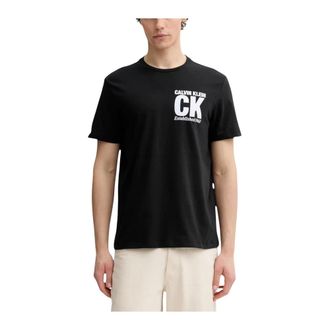 Calvin Klein T-Shirts, male, Black, Size: 2XL Printed Round Neck Short Sleeve T-shirt
