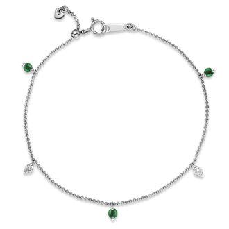 The Diamond Store Vivara Lab Emerald and Lab Diamond Bracelet Set in 9K White Gold