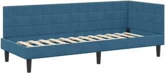 vidaXL Corner Bed Frame with Headboard Blue 80 cm x 200 cm Fabric vidaXL