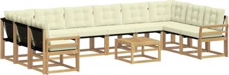 vidaXL Conjunto De Sof&aacute;s De Exterior 11 Uds. Blanco Y Crema Vidaxl