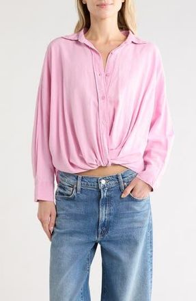Young Fabulous & Broke Tourist Linen Blend Button-Up Shirt in Purple Jasmine Mineral at Nordstrom Rack, Size X-Small