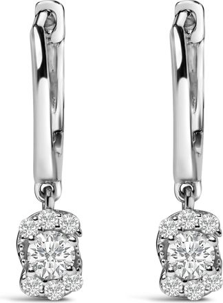 House of Brilliance Sterling Silver 1/2 Cttw Lab Grown Diamond Floral Cluster Drop Earrings