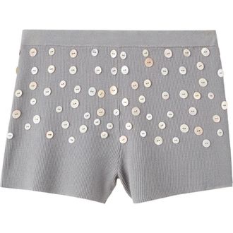 Mango Decorative Button Knit Shorts in Medium Heather Grey at Nordstrom, Size Small
