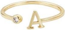 Adornia CZ & Initial Open Band Ring in Gold-A at Nordstrom Rack