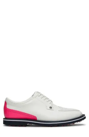 G/Fore Gallivanter Brogue Golf Shoe in Snow /Knockout Pink at Nordstrom, Size 10.5