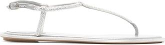 Rene Caovilla Light Grey Crystal Sandals