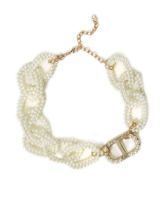 Twin-Set Oval T pearl-embellished necklace - Gold