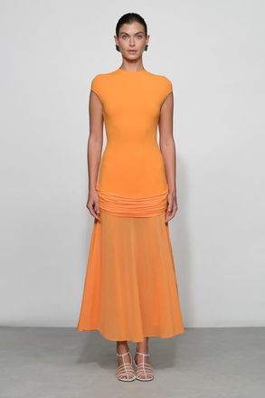 Et Ochs Nola Knit Combo Dress in Tangerine at Nordstrom, Size Large