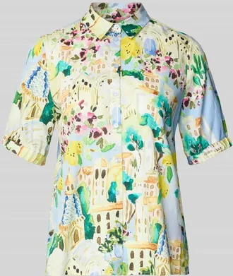 Milano Milano Italy Regular Fit Bluse im Allover-Look in Hellblau, Gr&ouml;&szlig;e 48