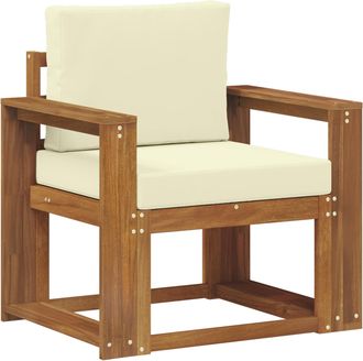 vidaXL Sof&aacute; De Exterior Madera De Acacia S&oacute;lida Y Poli&eacute;ster Natural Vidaxl