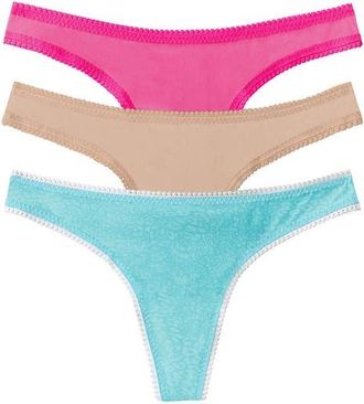 OnGossamer 3-Pack Mesh Thongs in Sf/chp/wf at Nordstrom, Size X-Small