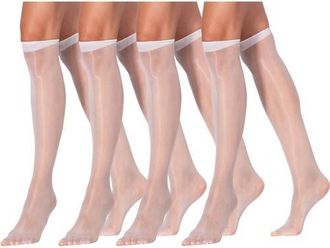 Lechery 4 Pairs of Glossy Sheer Knee-Highs in White at Nordstrom