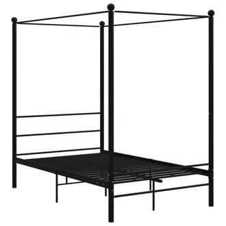 Berkfield Home Canopy Bed Frame Black Metal 120x200 cm | Size: Small Double