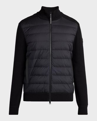 Moncler Men & apos;s Padded Cr&ecirc;pe Cotton Full-Zip Cardigan