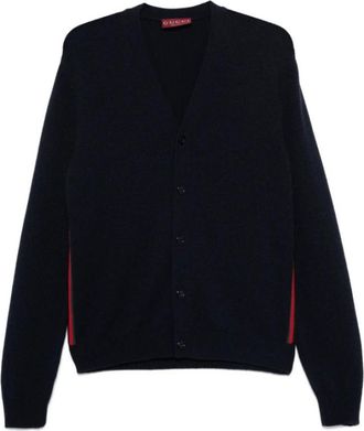 Gucci Middernachtblauwe kasjmier cardigan met web-streep detail - Heren - Vesten - Blauw - L - Kasjmier - Truien & Vesten