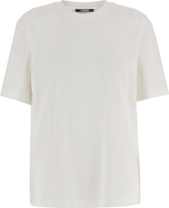Jacquemus Cotton T-shirt With Logo - Dames - T-shirts - Wit - XS - Katoen - Tops