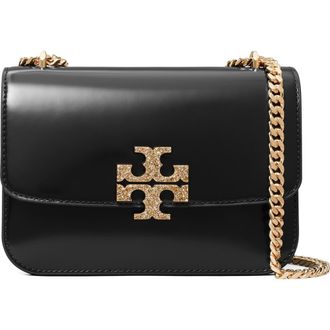 Tory Burch Small Eleanor Pav&eacute; Convertible Leather Shoulder Bag in Black at Nordstrom