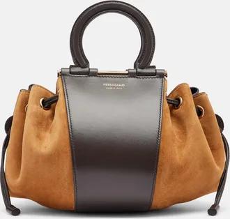 Ferragamo Gancio Small suede bucket bag