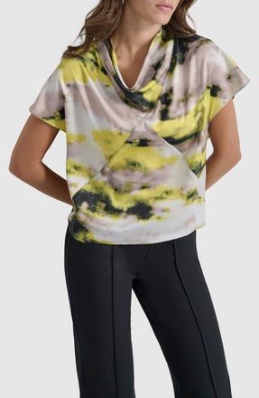 DKNY High Cowl Neck Top in Geo Strm P at Nordstrom, Size X-Small