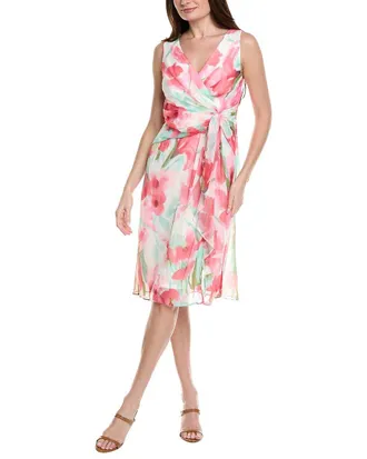 Adrianna Papell Draped Floral Chiffon Midi Sheath Dress