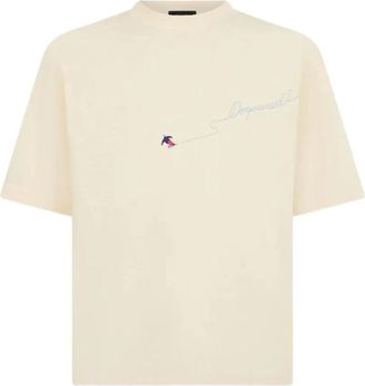 Dsquared2 Katoenen T-shirt met geborduurd logo - Heren - T-shirts - Beige - M - Katoen - Tops
