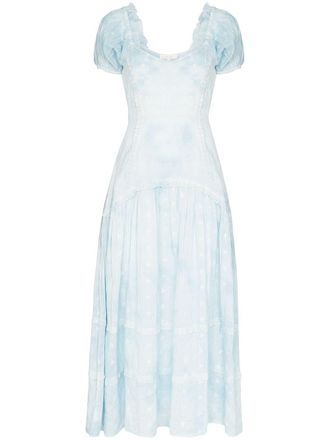 LoveShackFancy Jeanette pleated dress - Blue