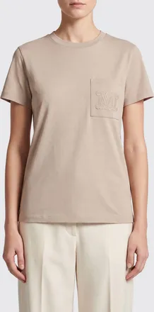 Max Mara T-shirt in cotone con monogramma e tasca a toppa