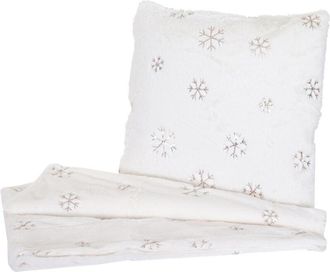 Hhg Hhg - Nunca Usado] Set Manta + Coj&iacute;n Decorativo Nieve, Manta De Peluche Sof&aacute; Manta Coj&iacute;n Decorativo+relleno, Esponjoso Lentejuelas