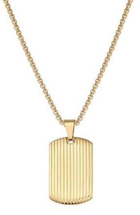 Geoffrey Beene Mens Stainless Steel Textured Dog Tag Pendant Necklace in Gold at Nordstrom Rack