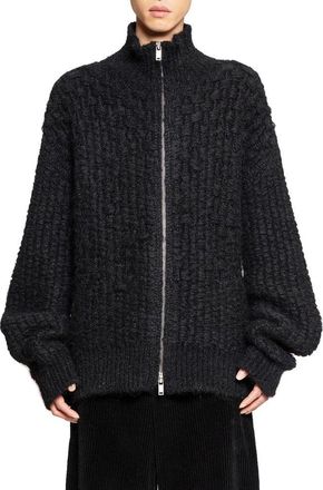 Jil Sander Mens Black Alpaca Leather Cardigan Clothing