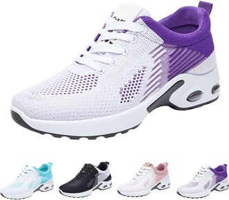 Generic Womens Air Cushion Road Running Shoes Wide Toe Box Fashion Gym Jogging Walking Sneakers Women Breathable Mesh Sports Lace up Arch Support Shoes Comfor