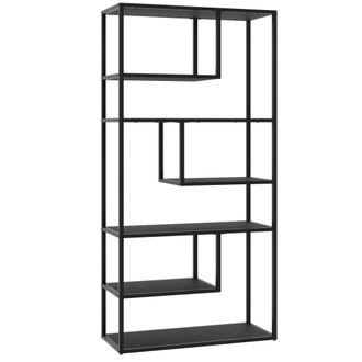 TecTake Estanter&iacute;a de pie con 6 compartimentos, industrial, 85x35x188cm, negro