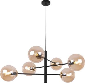 OEM L&aacute;mpara Colgante Vicenza Negra Y Dorada 6 L&aacute;mpara Plana Miel E14