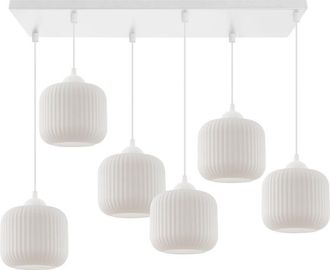 OEM L&aacute;mpara Colgante Riffle Blanca 6 L&aacute;mpara Cilindrica Plana Blanca E27