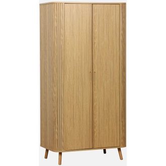 Sweeek Armario efecto madera ranurada con estante y armario ropero