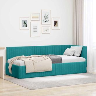 vidaXL Estructura De Cama En Esquina Verde Oscuro 80 Cm X 200 Cm Tela
