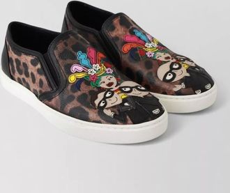 Dolce & Gabbana leather leopard-print slip-on sneakers