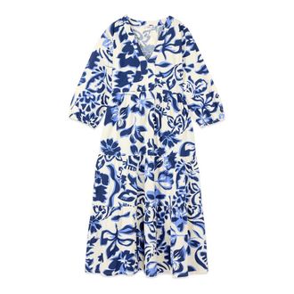 Oltre Vestito lungo in cotone fantasia - - Dresses - Donna - Blu - S