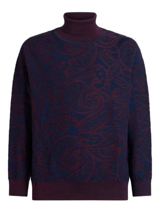 Etro paisley jacquard turtleneck sweater - men - Fabric - XXXL - Blue