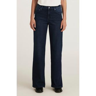 Mavi Sabrina Mid Rise Wide Leg Jeans in Dark Blue Move at Nordstrom, Size 30 X 30