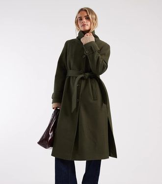 Miss Selfridge Cappotto elegante con collo a imbuto kaki-Verde