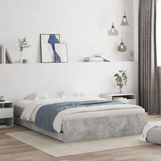 Berkfield Home Bed Frame with Drawers without Mattress Concrete Grey 150x200 cm King Size