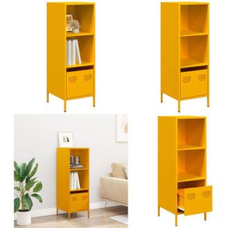 vidaXL Credenza Giallo Senape 35x39x103,5 cm in Acciaio - Credenza giallo senape - Credenza con cassetto