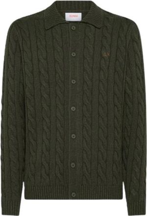 Sun 68 Vest in wollen mix met kabels - Heren - Vesten - Groen - S - Wol - Truien & Vesten