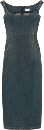 Magda Butrym Abito denim con scollo quadrato - Blu