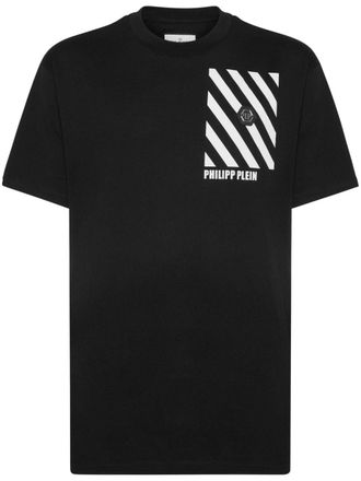 Philipp Plein Katoenen T-shirt met logopatch - Zwart