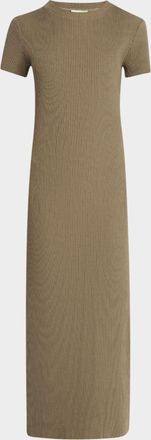 Vince Short-Sleeve Ribbed Midi Dress