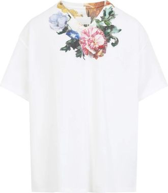 Maison Margiela T-shirt van jersey met bloemenprint - Heren - T-shirts - Wit - XS - Katoen - Tops